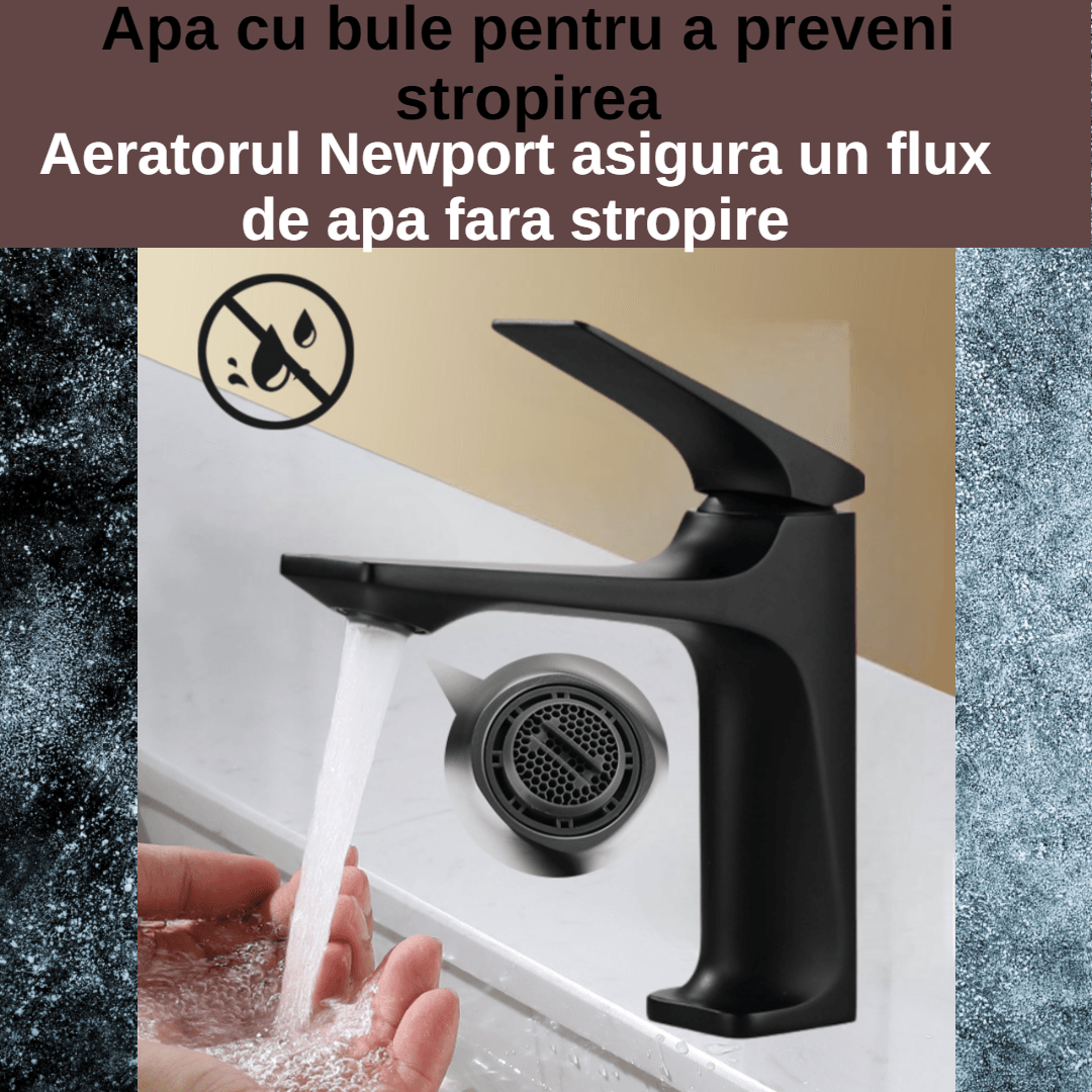 Baterie Lavoar BiXXBi Bath X, Cupru, Aerator Newport, Cartus Ceramic, Premium, Design Modern, Negru - 4 | YEO