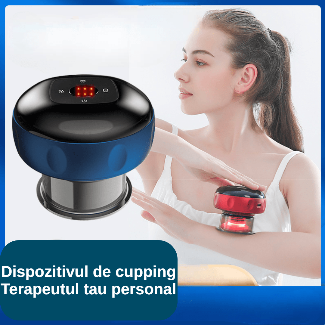 Ventuza Terapia Chinezeasca BiXXBi Cup, Reincarcabil, 12 Nivele de Vacuum, Incalzire PI, Imita Moxibustia, Albastru - 3 | YEO