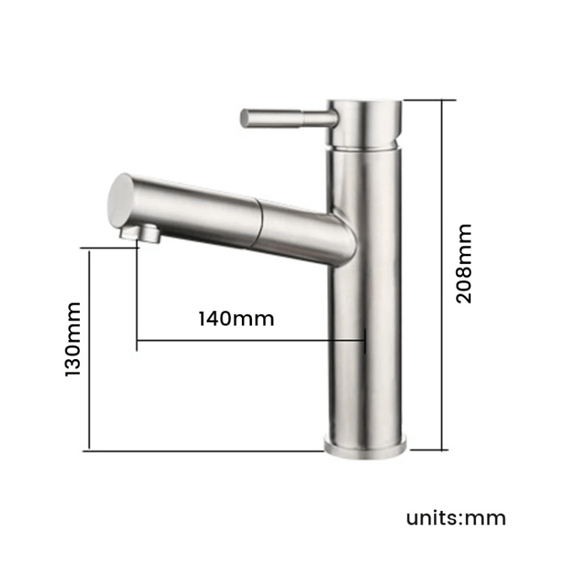 Baterie chiuveta MaGeCa® cu dus extractabil din otel inoxidabil, Racorduri si accesorii incluse, Design modern, Silver — imaginea 2