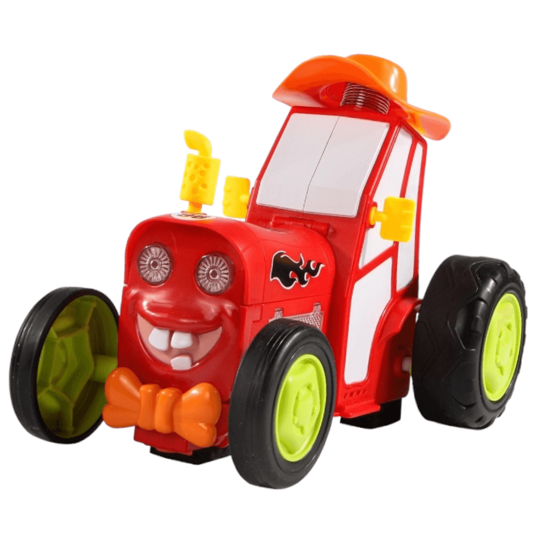 Jucarie tractor muzical, dansator, cu lumini, kidsNplay, USB, 21X13X15 cm, plastic, rosu