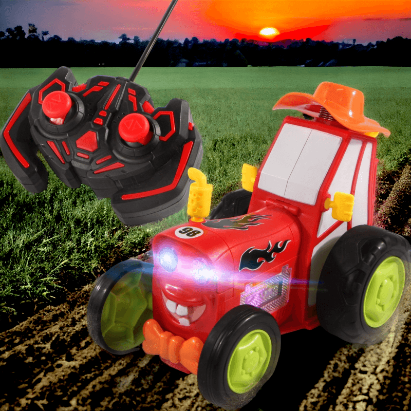 Jucarie tractor muzical, dansator, cu lumini, kidsNplay, USB, 21X13X15 cm, plastic, rosu - imagine 2