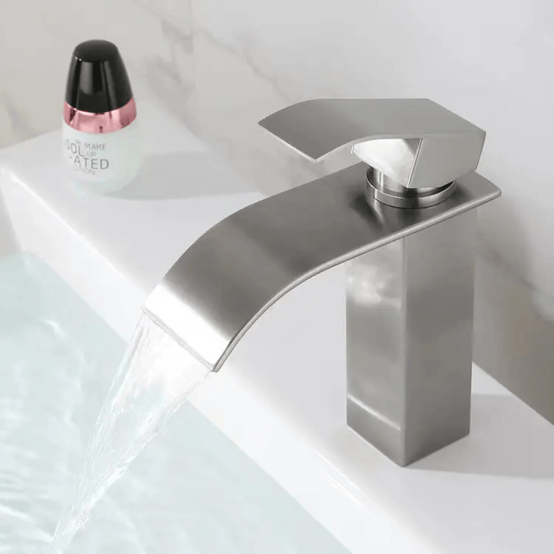 Baterie sanitara MaGeCa® pentru lavoar, Tip cascada, Otel inoxidabil, Monocomanda, Racorduri incluse, 18 cm inaltime — imaginea 3