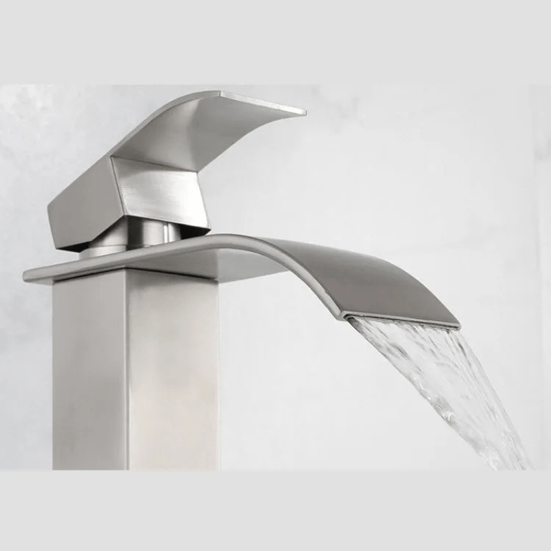 Baterie sanitara MaGeCa® pentru lavoar, Tip cascada, Otel inoxidabil, Monocomanda, Racorduri incluse, 18 cm inaltime — imaginea 4