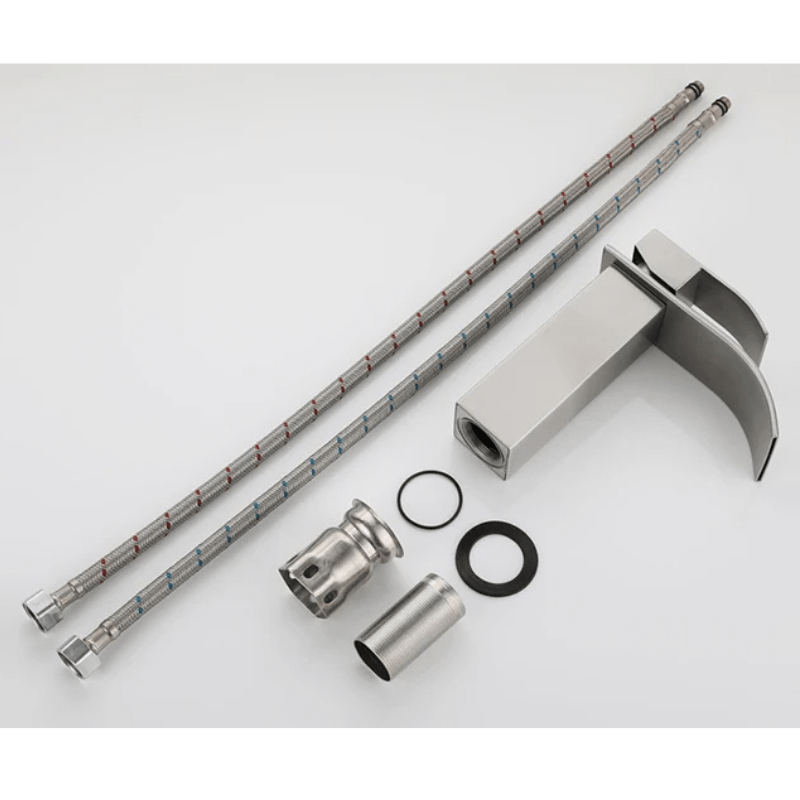 Baterie sanitara MaGeCa® pentru lavoar, Tip cascada, Otel inoxidabil, Monocomanda, Racorduri incluse, 18 cm inaltime — imaginea 6