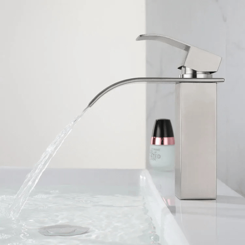 Baterie sanitara MaGeCa® pentru lavoar, Tip cascada, Otel inoxidabil, Monocomanda, Racorduri incluse, 18 cm inaltime — imaginea 8