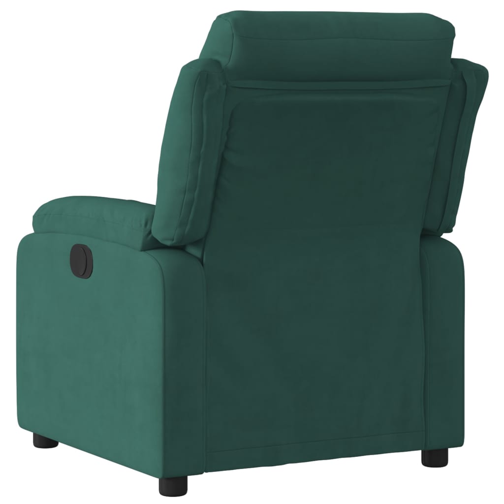 Fotoliu rabatabil electric, verde inchis, catifea — imaginea 4