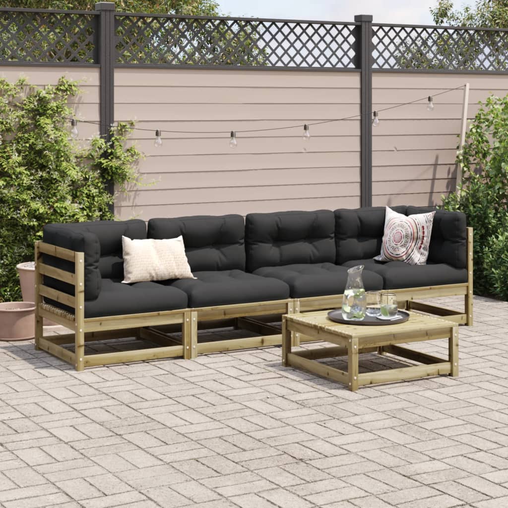 Set canapea de gradina, 5 piese, lemn de pin tratat — imaginea 3