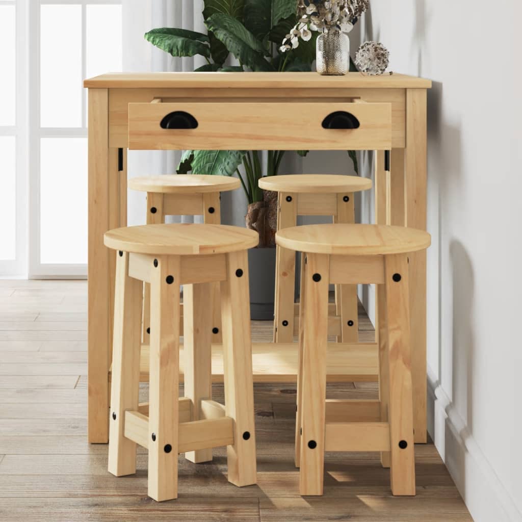Set mobilier de bar, 5 piese, lemn masiv de pin — imaginea 2