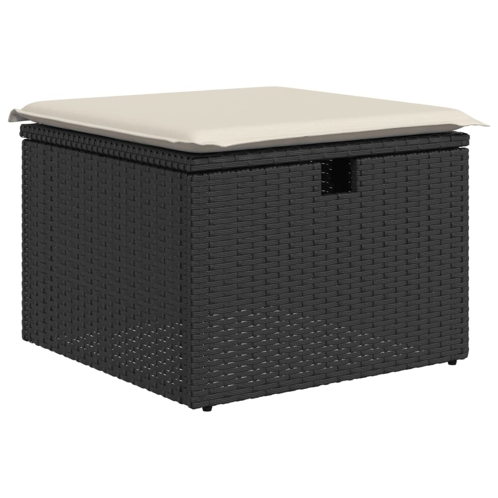 Set mobilier de gradina cu perne, 6 piese, negru, poliratan — imaginea 5