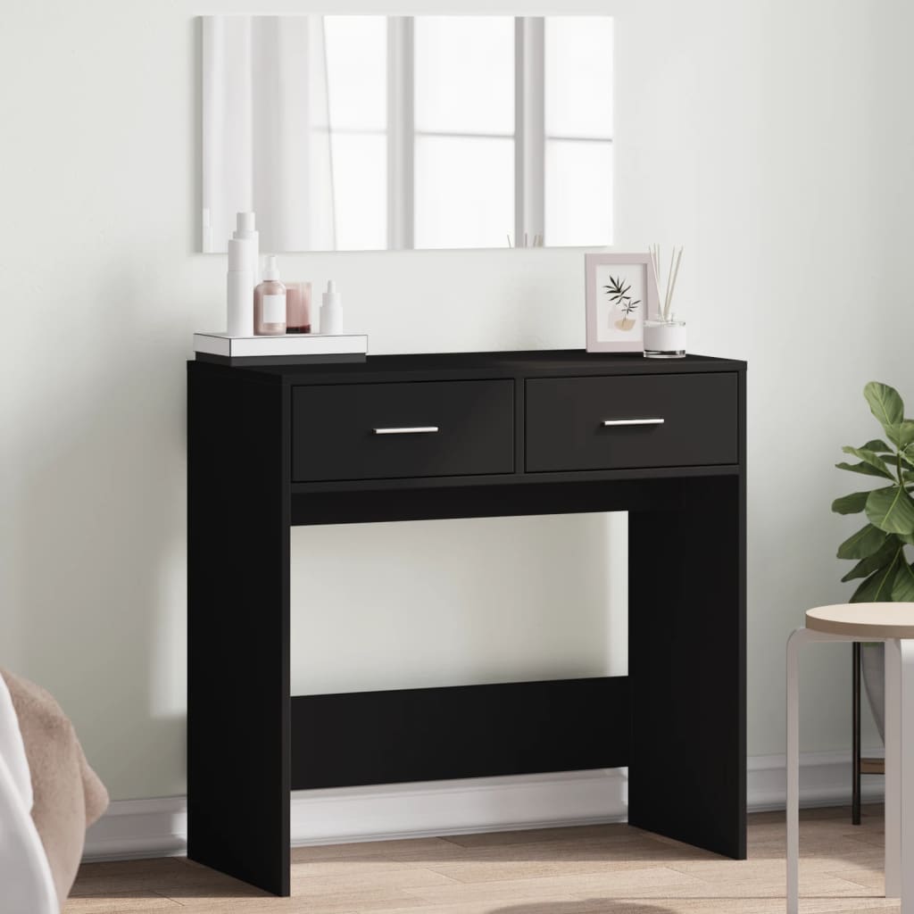 Masa de toaleta cu oglinda, negru, 80x39x80 cm — imaginea 2