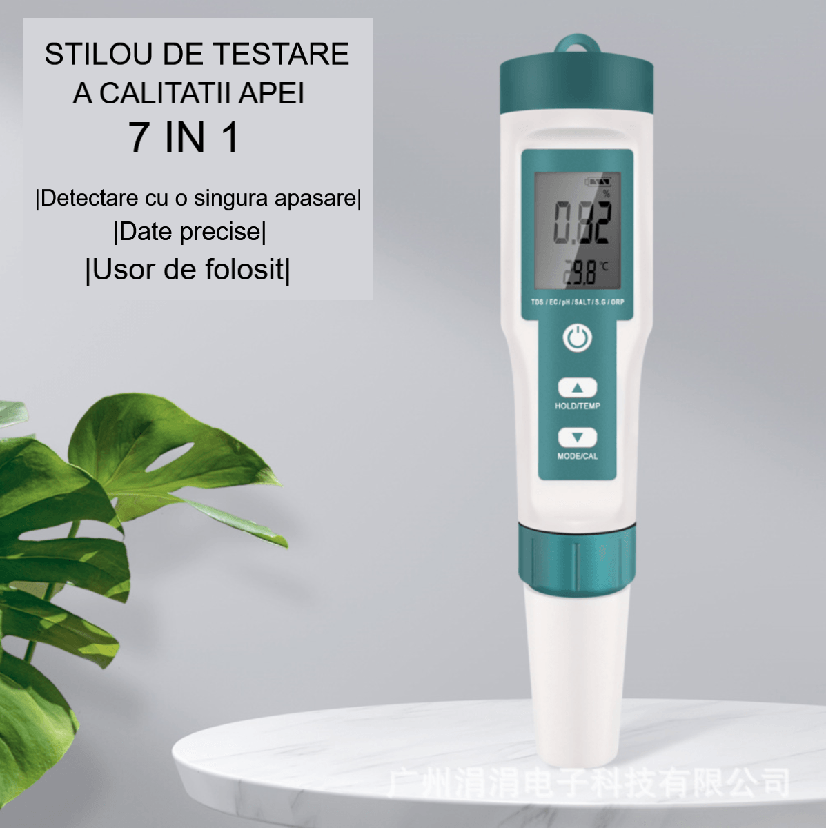 Aparat Pentru Testarea Calitatii Apei, 7 in 1, Sare/PH/TDS/EC/ORP/SG/Temp, Tester Apa cu Precizie Mare, Display LCD - 1 | YEO