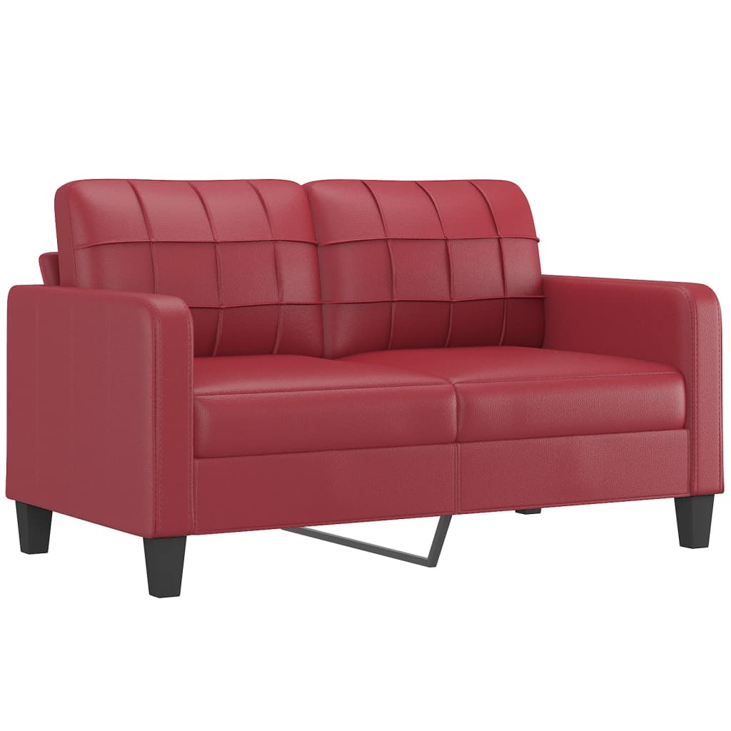 Canapea cu 2 locuri, rosu vin, 140 cm, piele ecologica