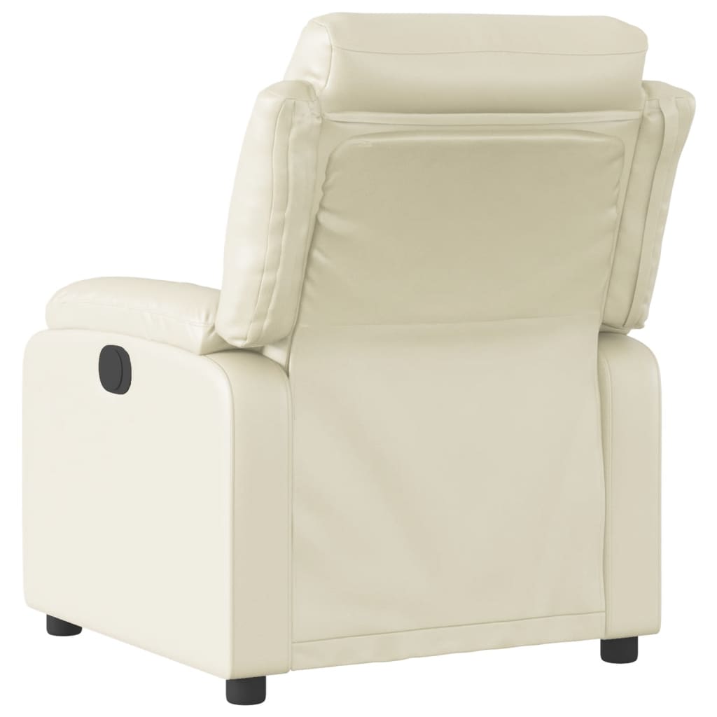 Fotoliu rabatabil electric, crem, piele ecologica — imaginea 4