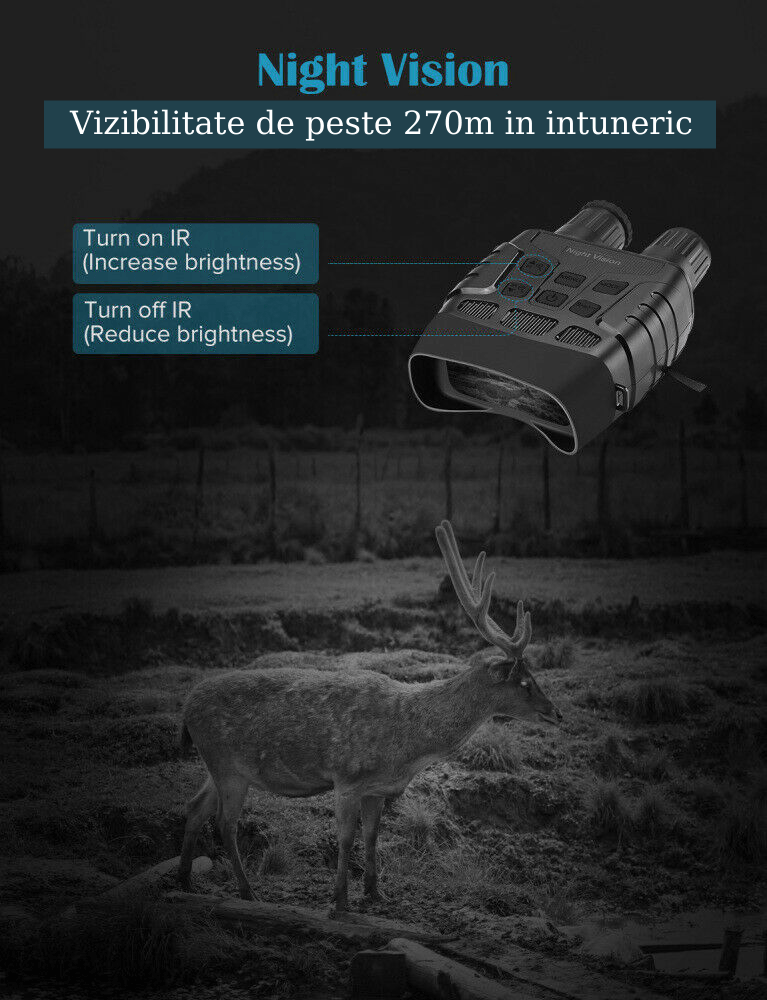 Binoclu digital pentru vanatoare, night vision 300m, inregistrare video, zoom reglabil