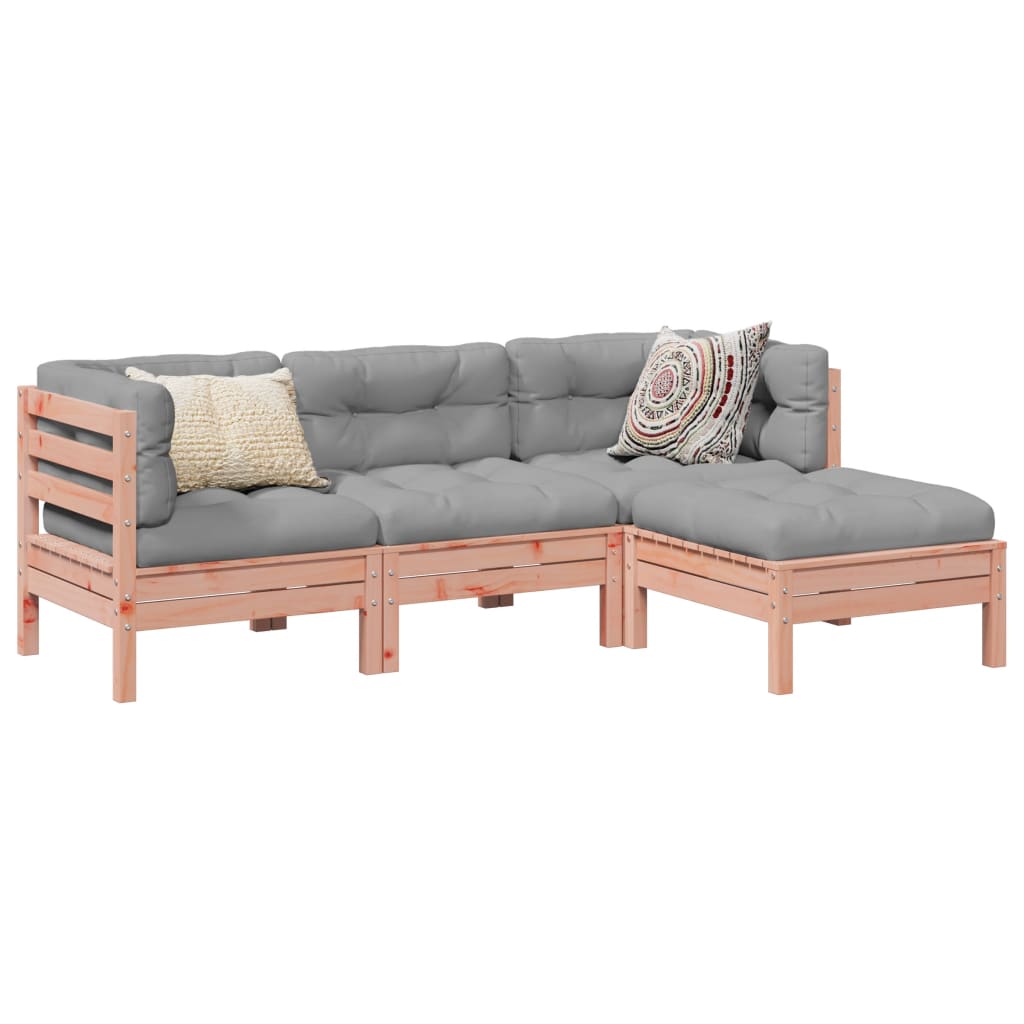 Set canapele gradina cu perne, 4 piese, lemn masiv brad douglas — imaginea 2