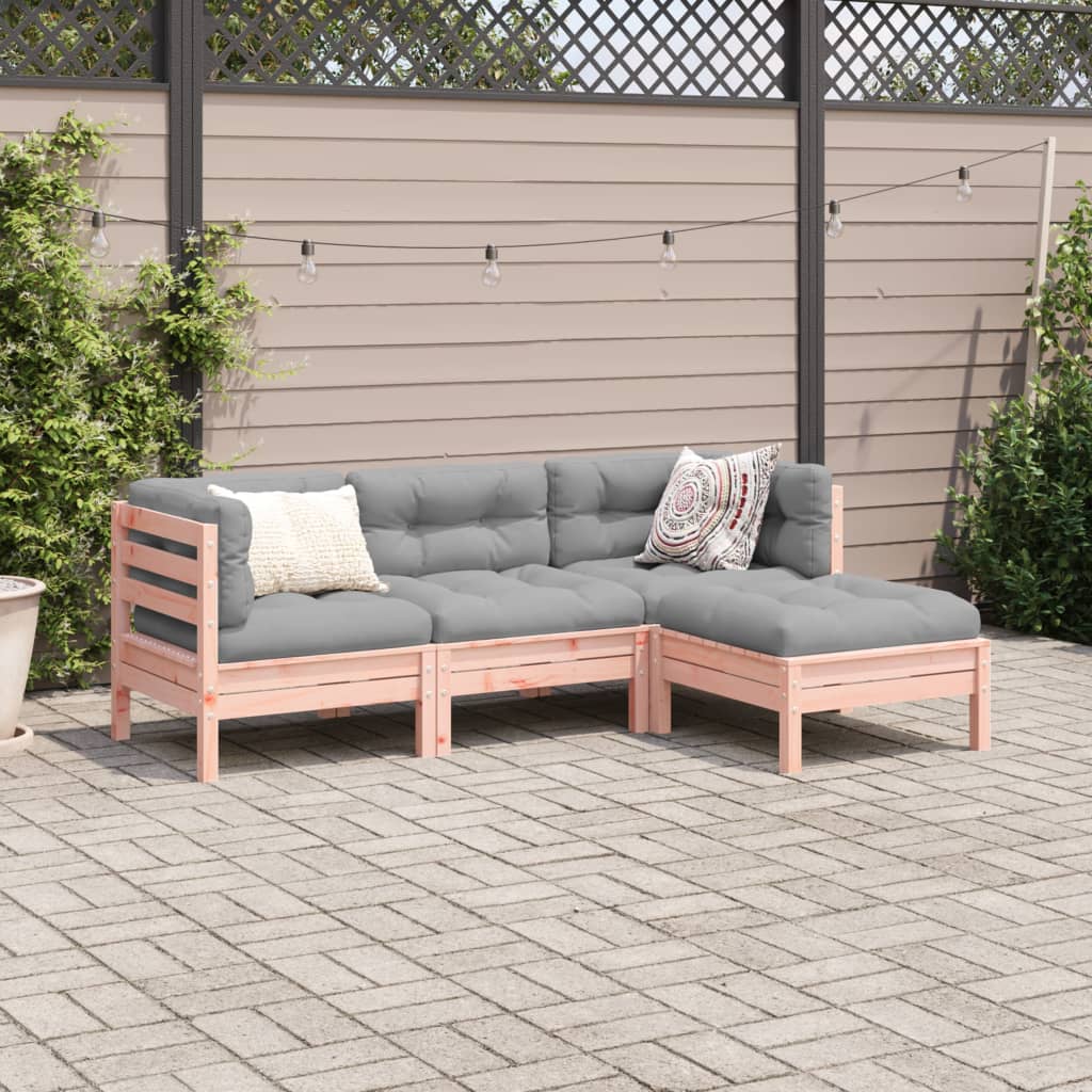 Set canapele gradina cu perne, 4 piese, lemn masiv brad douglas — imaginea 3