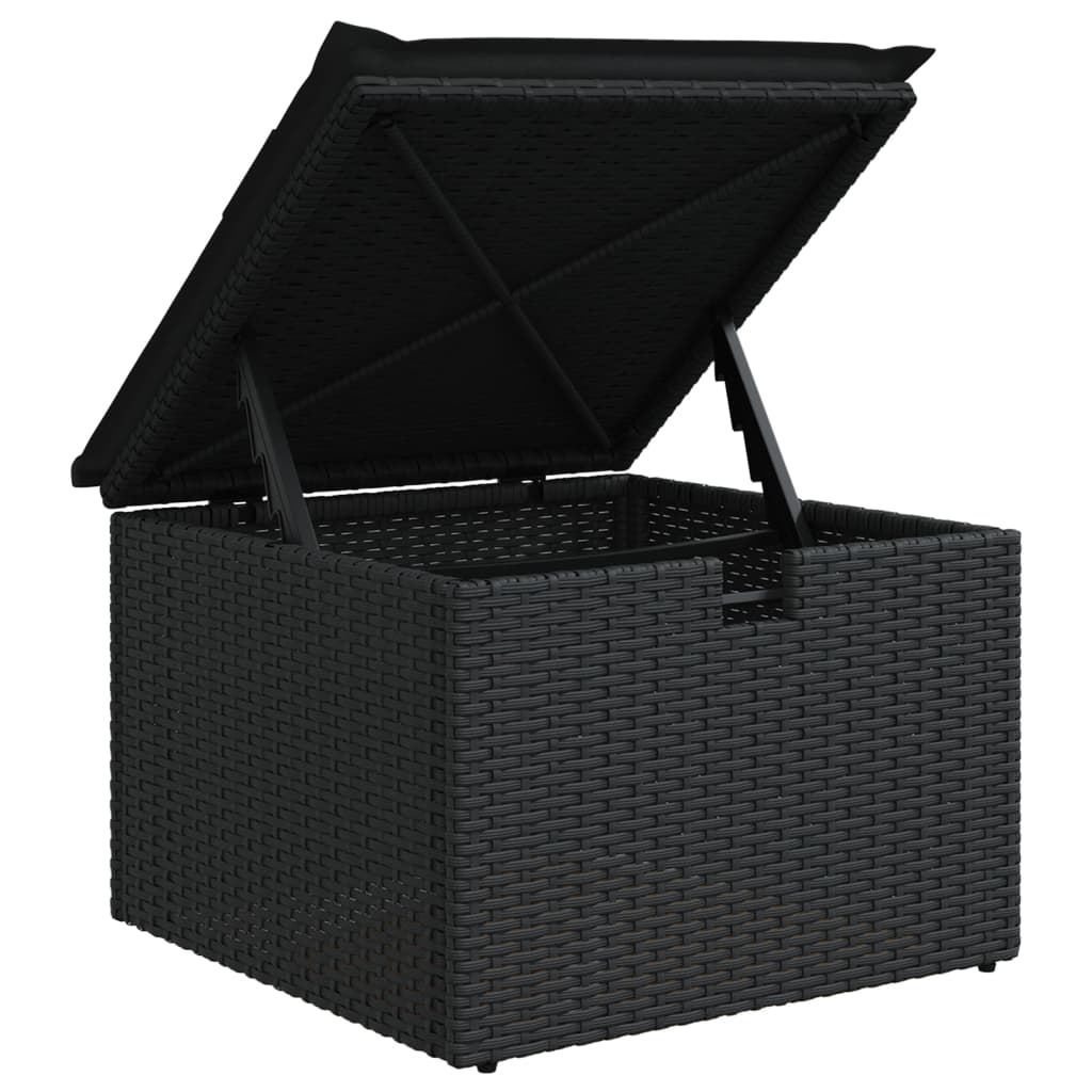 Set mobilier de gradina cu perne, 9 piese, negru, poliratan — imaginea 10