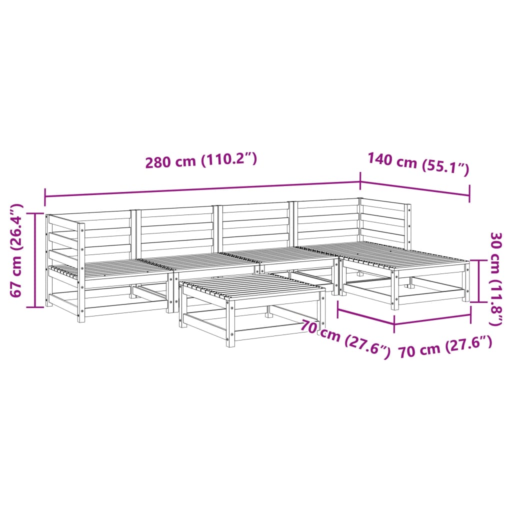 Set canapea de gradina, 6 piese, lemn de pin tratat — imaginea 10