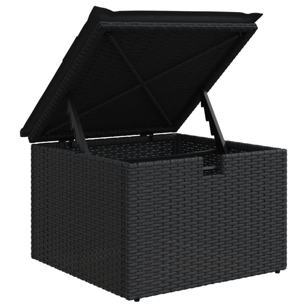 Set mobilier de gradina cu perne, 6 piese, negru, poliratan — imaginea 9