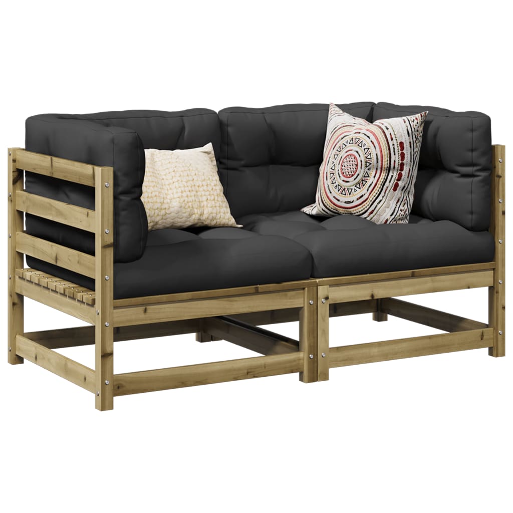 Set canapea de gradina, 2 buc., lemn de pin tratat — imaginea 2