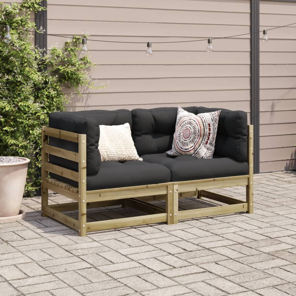Set canapea de gradina, 2 buc., lemn de pin tratat — imaginea 3