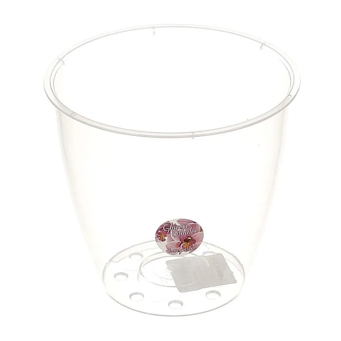 Ghiveci Dracula, din plastic, pentru orhidee, transparent, D 16.3 cm