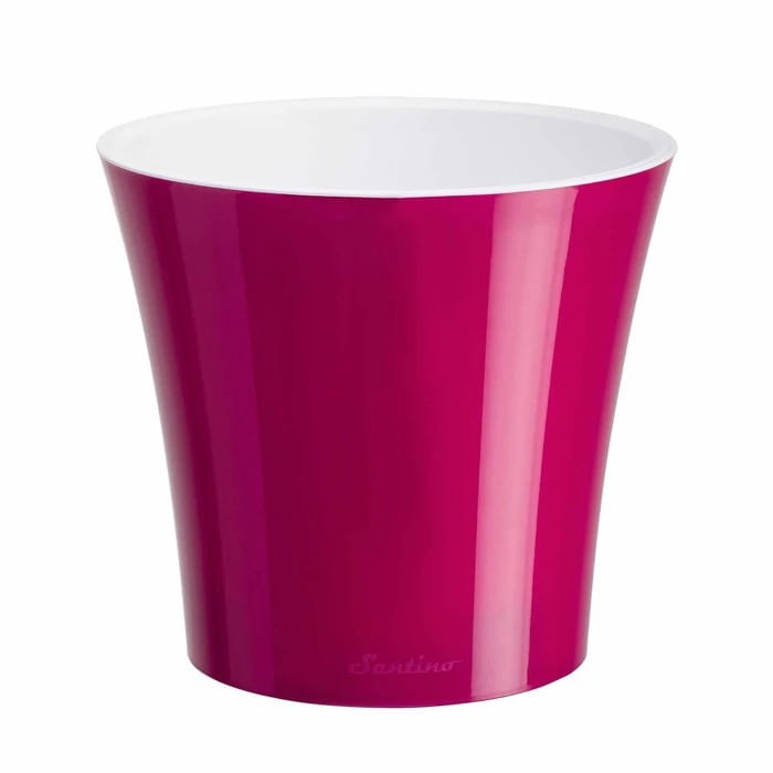 Ghiveci Dracula, din plastic, cu sistem de auto-udare, liliac-alb, 3.5 l, D 19.5 cm