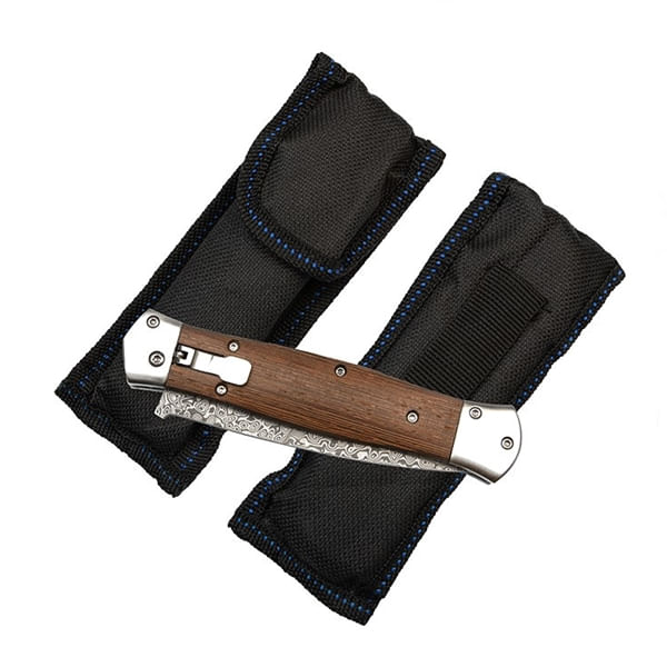 Cutit din otel Damasc, IdeallStore®, Spring Knife, 23 cm, Maro - 4 | YEO
