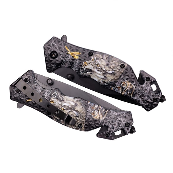 Briceag salvare , IdeallStore®, Fantasy Wolf, 21 cm, Otel inoxidabil