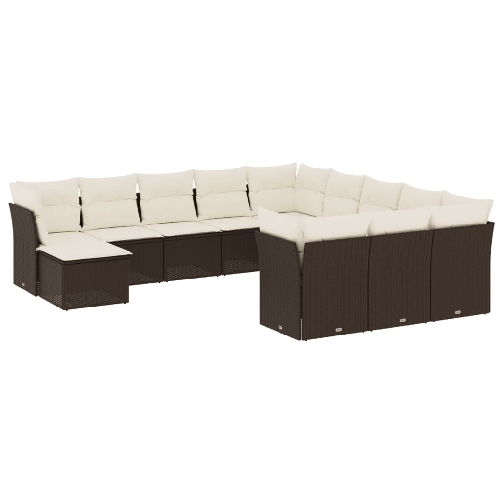 Set canapele de gradina cu perne, 12 piese, maro, poliratan