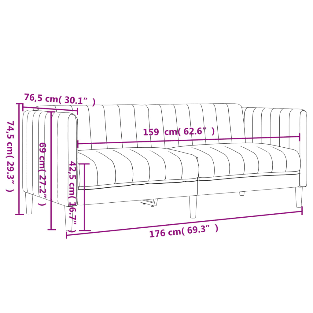Canapea cu 2 locuri, maro, material textil — imaginea 9