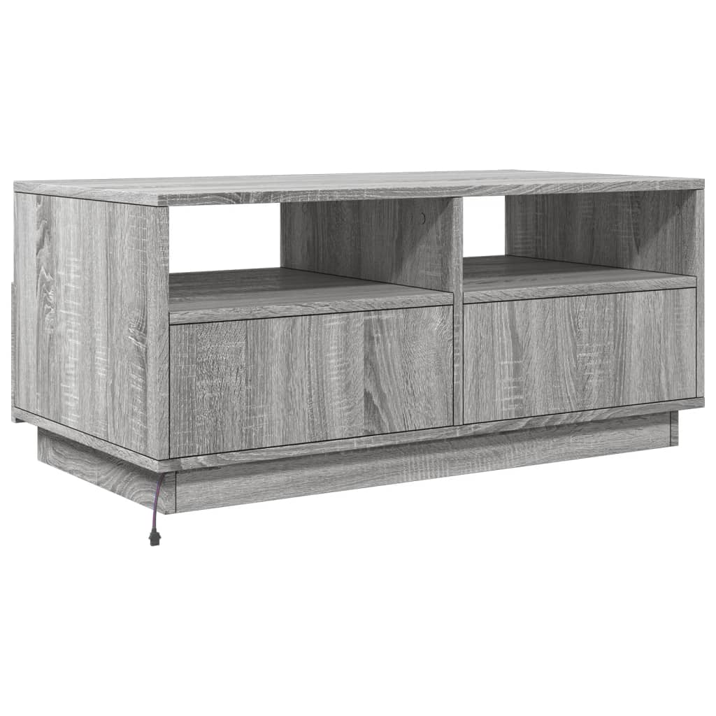 Masuta de cafea cu lumini LED, gri sonoma, 90x49x40 cm — imaginea 7