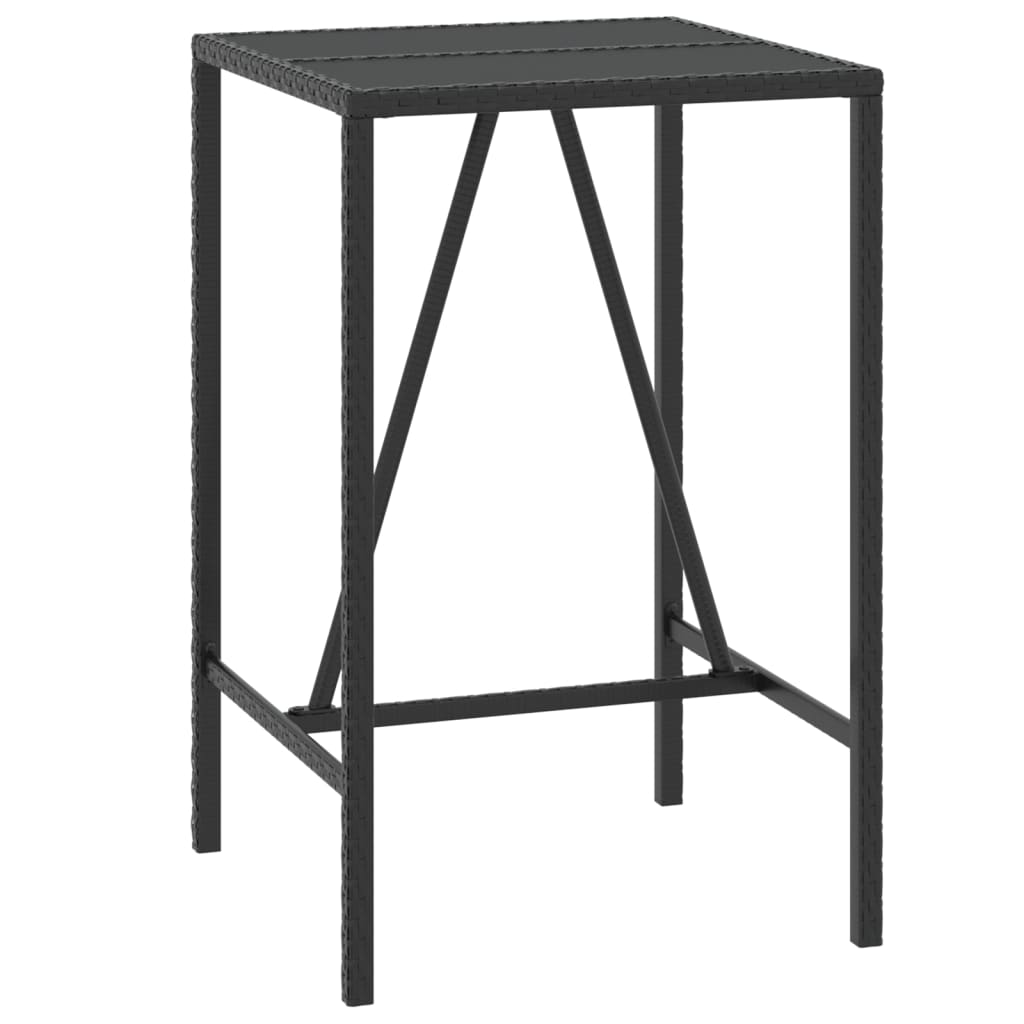 Set bar pentru gradina, 3 piese, negru, poliratan/lemn acacia — imaginea 4