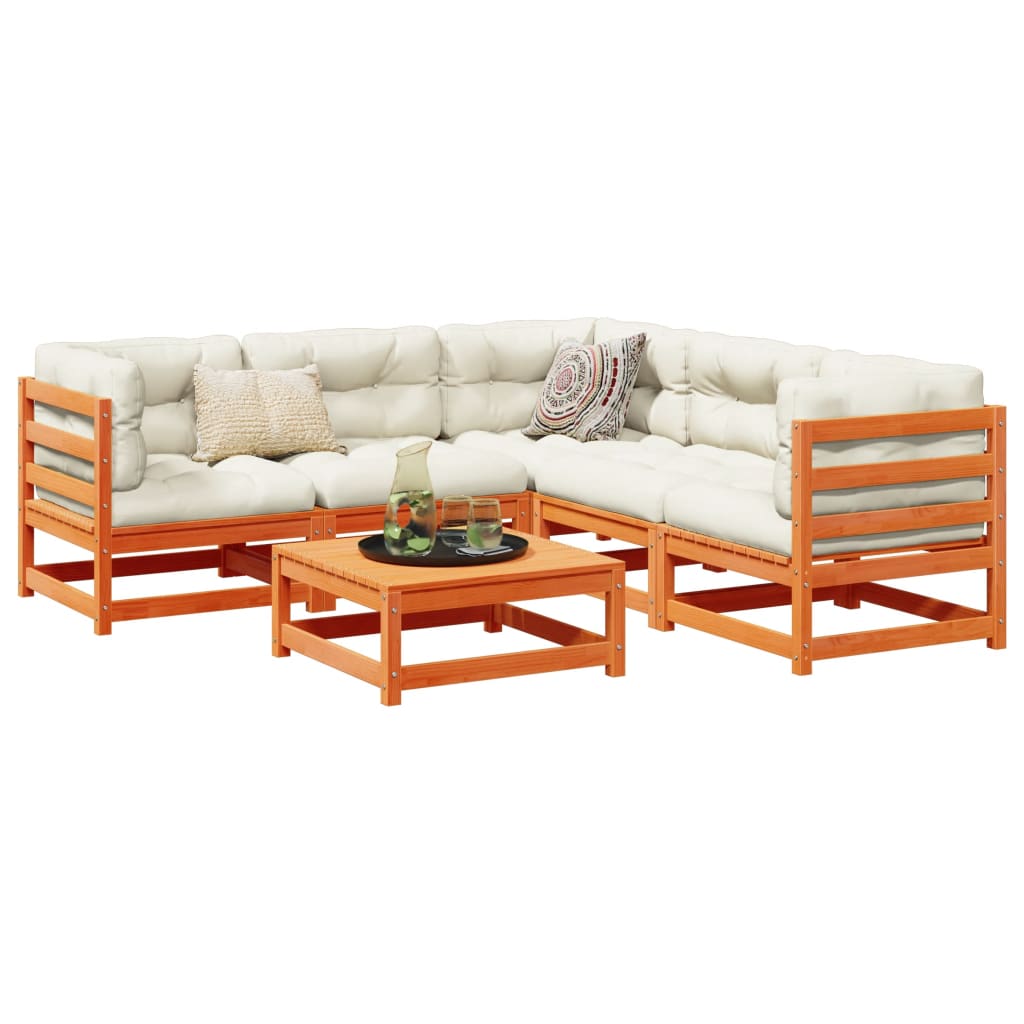 Set mobilier de gradina cu perne, 6 piese, lemn masiv de pin — imaginea 2