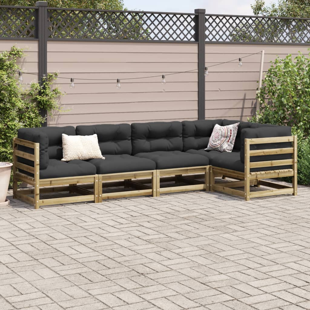 Set canapea de gradina, 5 piese, lemn de pin tratat — imaginea 3