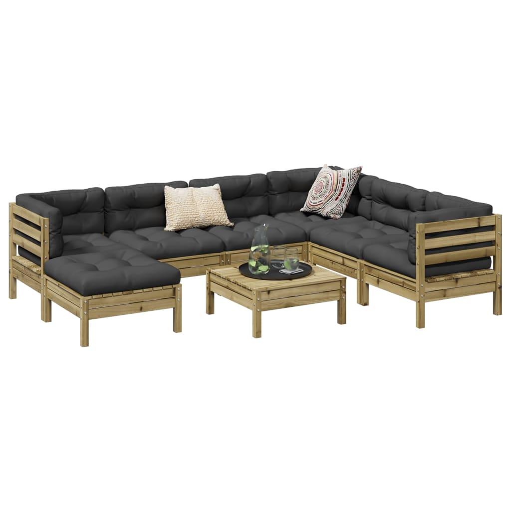 Set canapea de gradina, 8 piese, lemn de pin tratat — imaginea 2