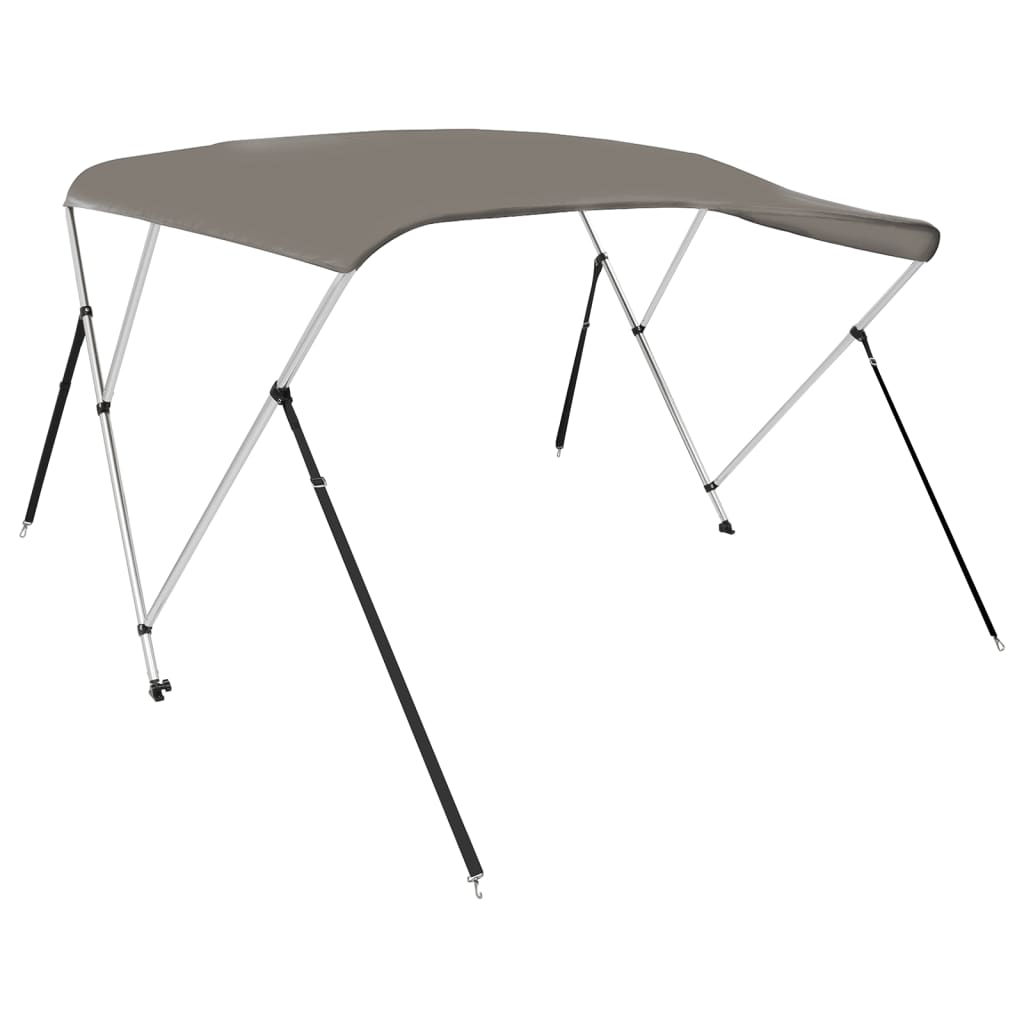 Parasolar barca Bimini cu 3 arcuri, gri, 183x152x133 cm