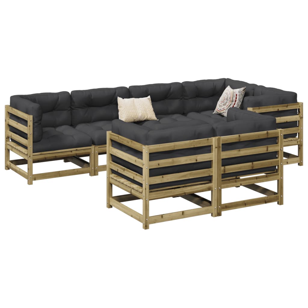Set canapea de gradina, 7 piese, lemn de pin tratat — imaginea 2