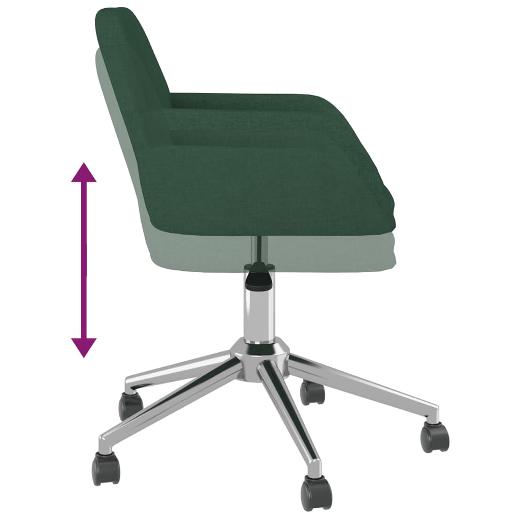 Scaun de birou pivotant, verde inchis, textil — imaginea 7