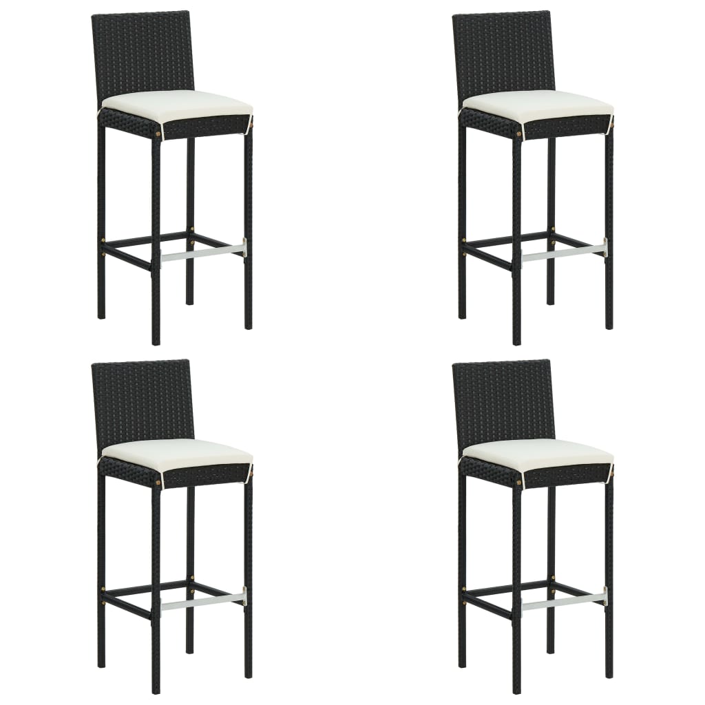 Set mobilier bar de gradina cu perne, 5 piese, negru, poliratan — imaginea 4