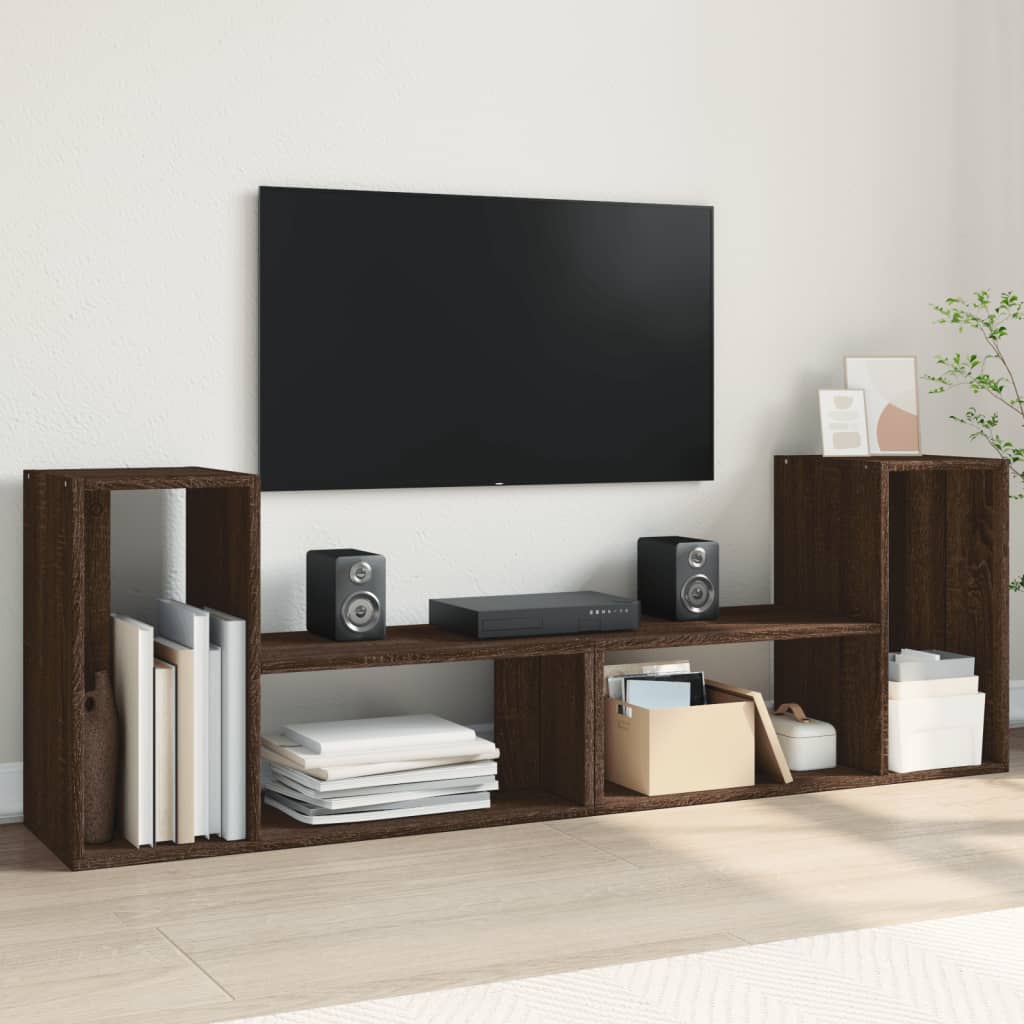 Dulap TV, 2 buc., stejar maro, 75x30x50 cm, lemn prelucrat — imaginea 2