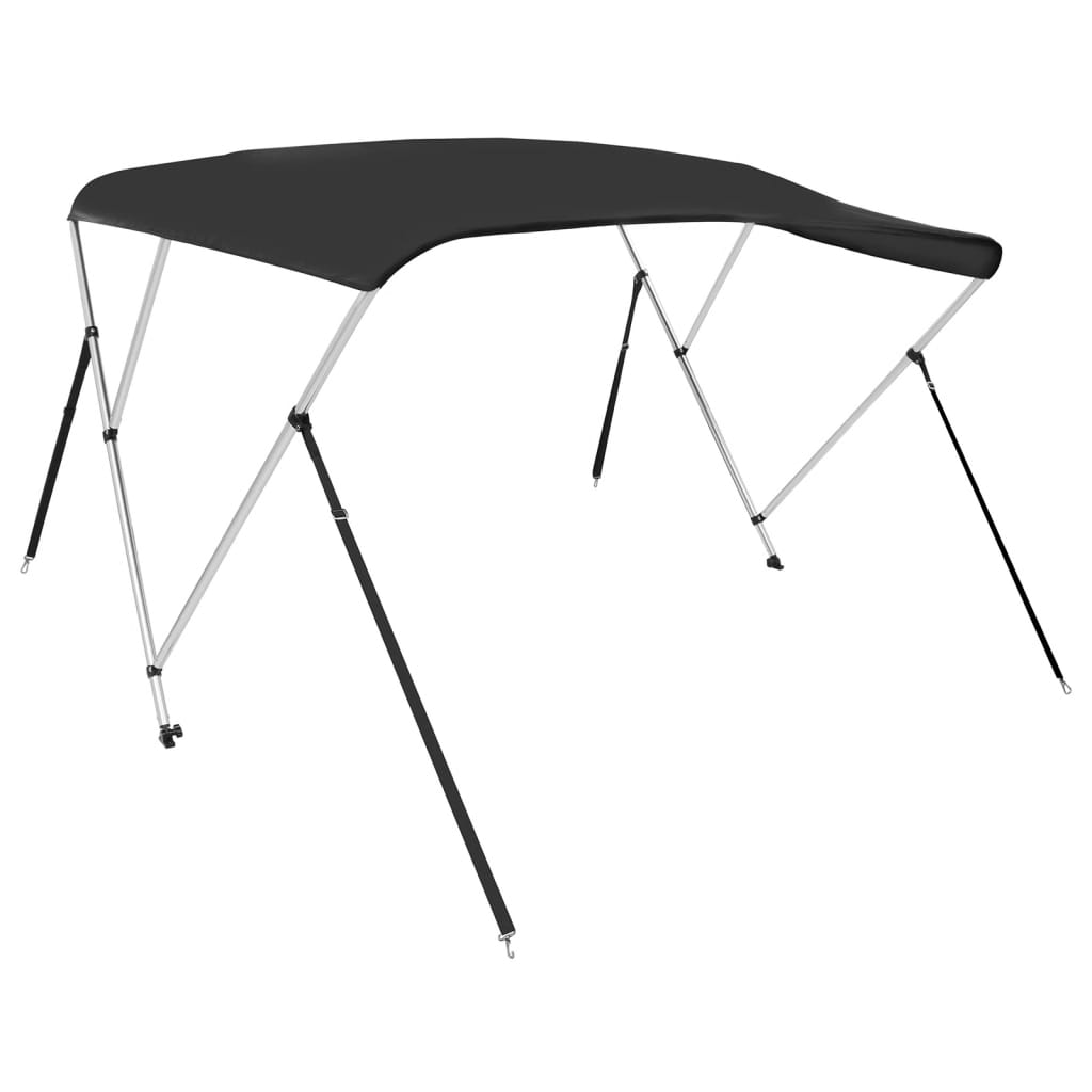 Parasolar barca Bimini cu 3 arcuri, negru, 183x152x133 cm