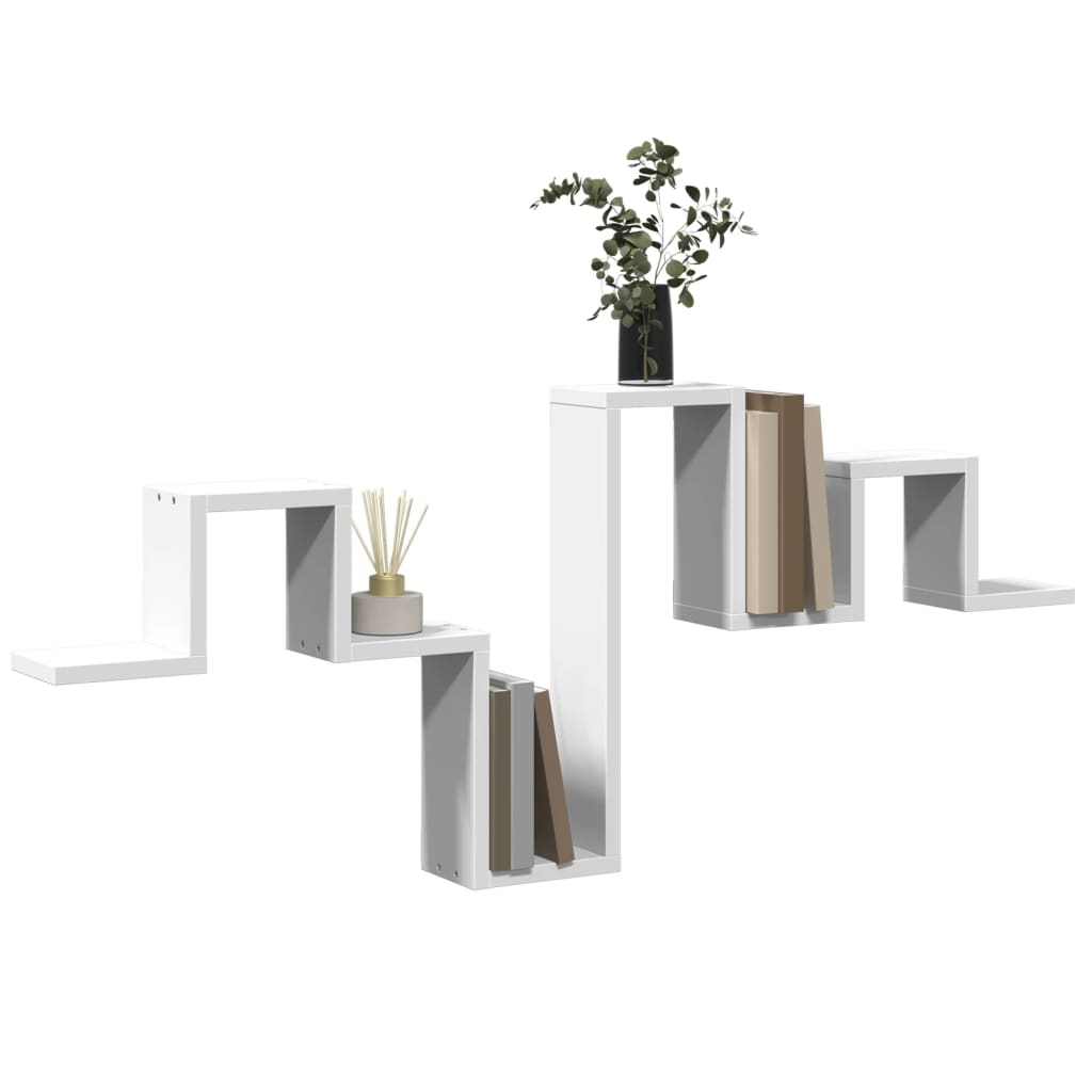 Raft de perete, alb, 104,5x10x43 cm, lemn prelucrat — imaginea 4