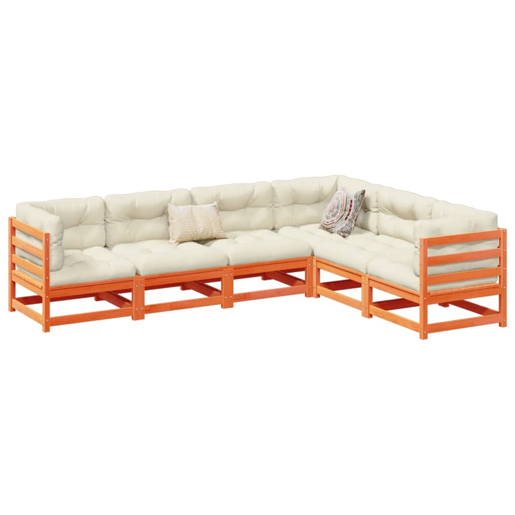 Set mobilier de gradina cu perne, 6 piese, lemn masiv de pin — imaginea 2