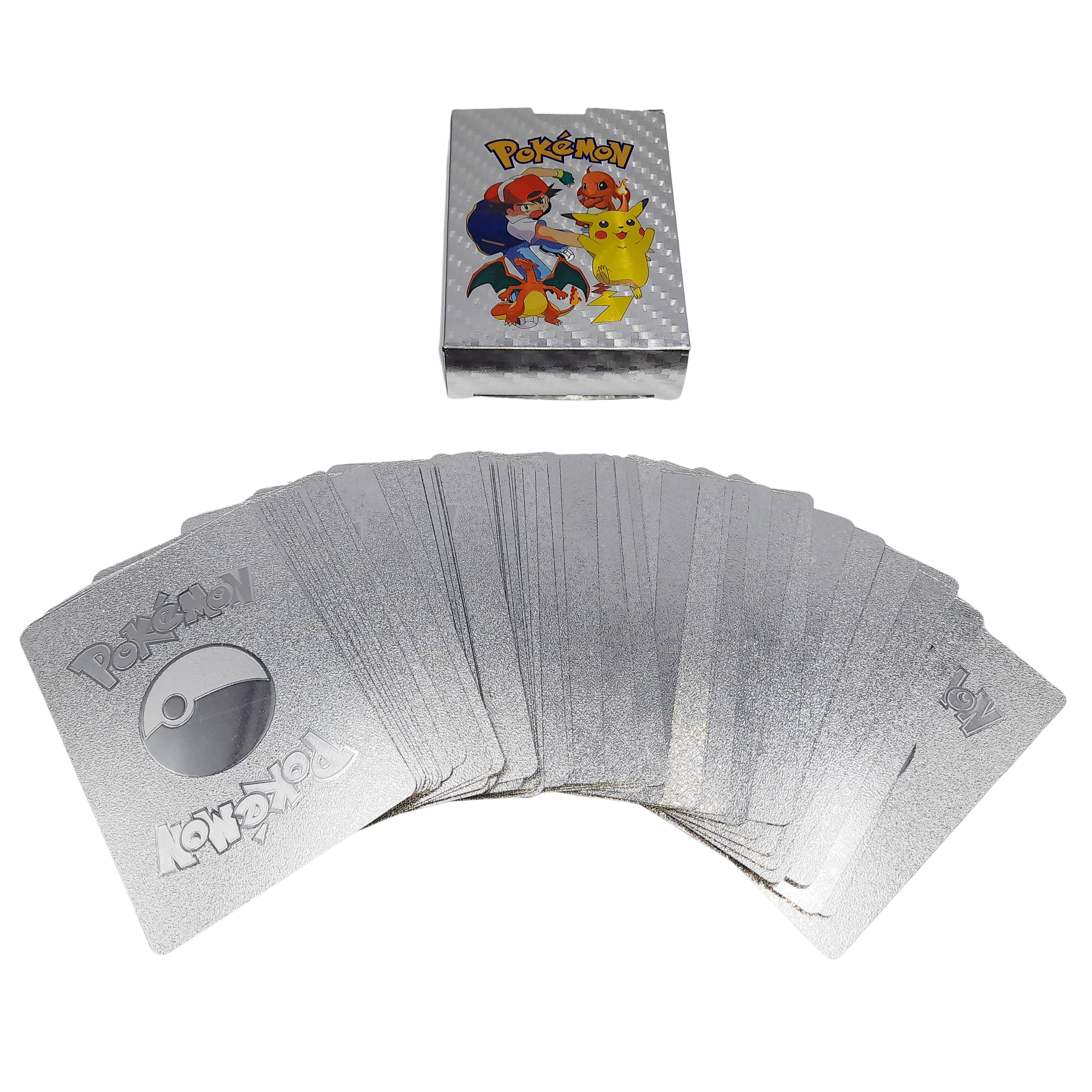 Set cartonase Pokemon IdeallStore®, Silver GTX, editie de colectie, 55 bucati, argintii