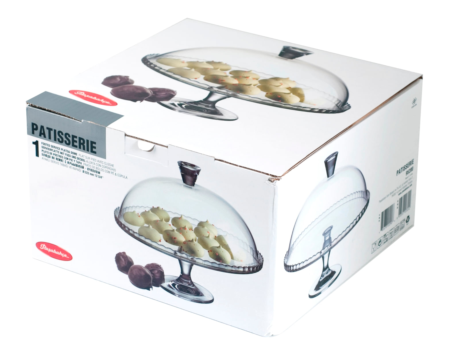 Suport tort cu picior si capac, Pasabahce Patisserie, 32 cm, sticla