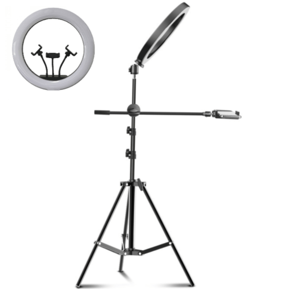 Lampa Circulara Ring Light REVOSE™ 3 suport si Extra Brat, Diametru 36cm, LED,Naturala/Rece/Calda, Telecomanda Bluetooth