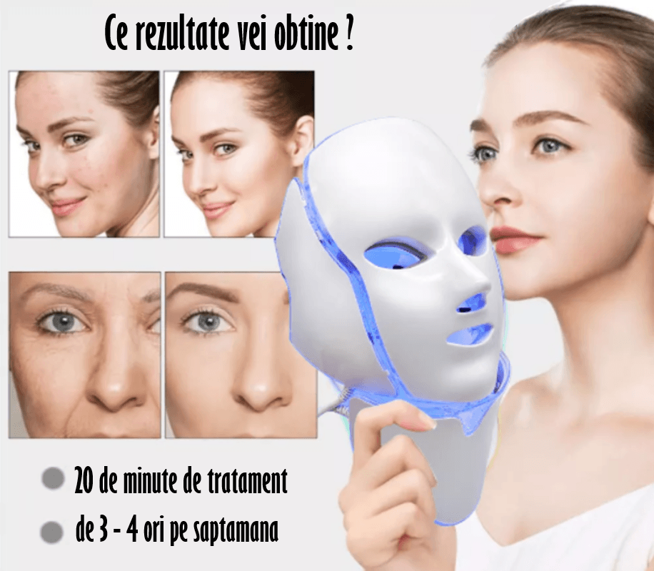 Masca pentru fata si gat, de Infrumusetare, cu 192 LED-uri si 7 Moduri de Culori, Anti-imbatranire,Anti-sebum,Anti-Acnee - 4 | YEO