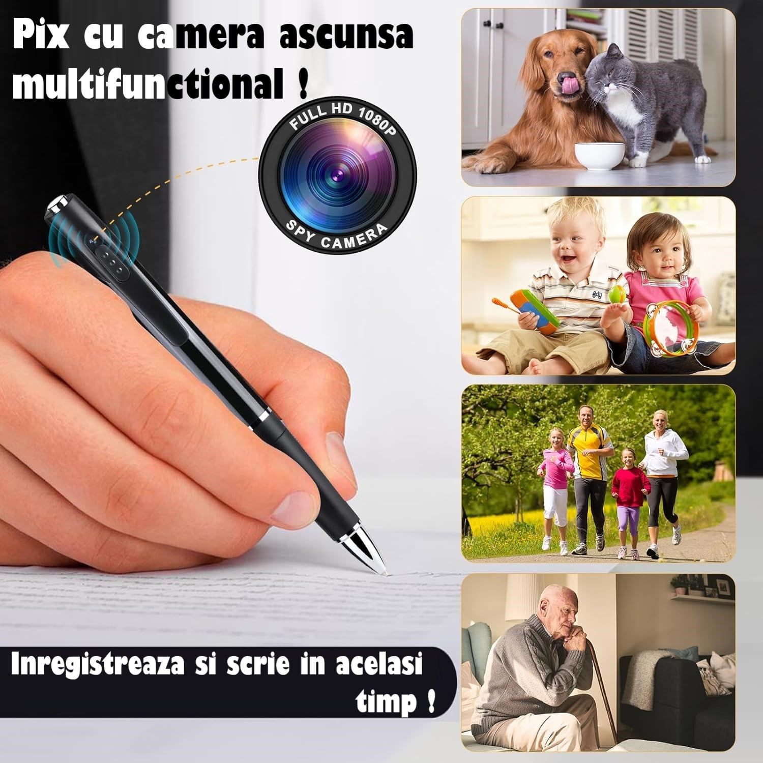 Pix Spion cu Camera 1080 Full HD si Microfon, Inregistrare Audio-Video, Foto, Aparat Spion cu Camera Ascunsa - 1 | YEO