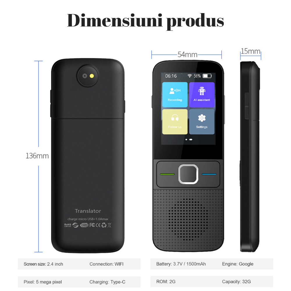 Translator inteligent Vocal Digital Bidirectional cu peste 137 Limbi Online si Offline,Traducator in timp real,voce,text - imagine 4